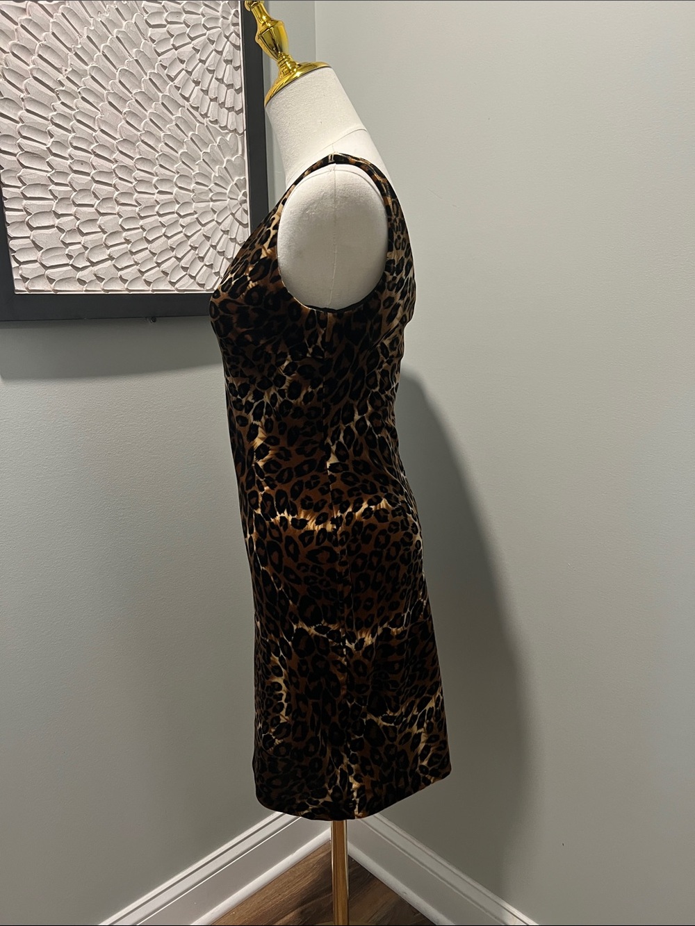 Newport Leopard Print Velvet Bodycon Dress - Brown/Black - Picture 3 of 4